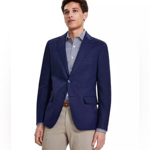 Tommy Hilfiger Men's Conrad Modern Fit Linen Sport Coat Blazer Navy Blue